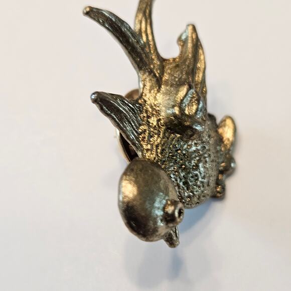 Vintage Bird Pair: Gold Toned Swan with Green Eye and Pheasant in Flight - Picture 16 of 16